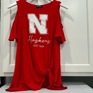 Game Day Couture Nebraska Cold Shoulder T-Shirt